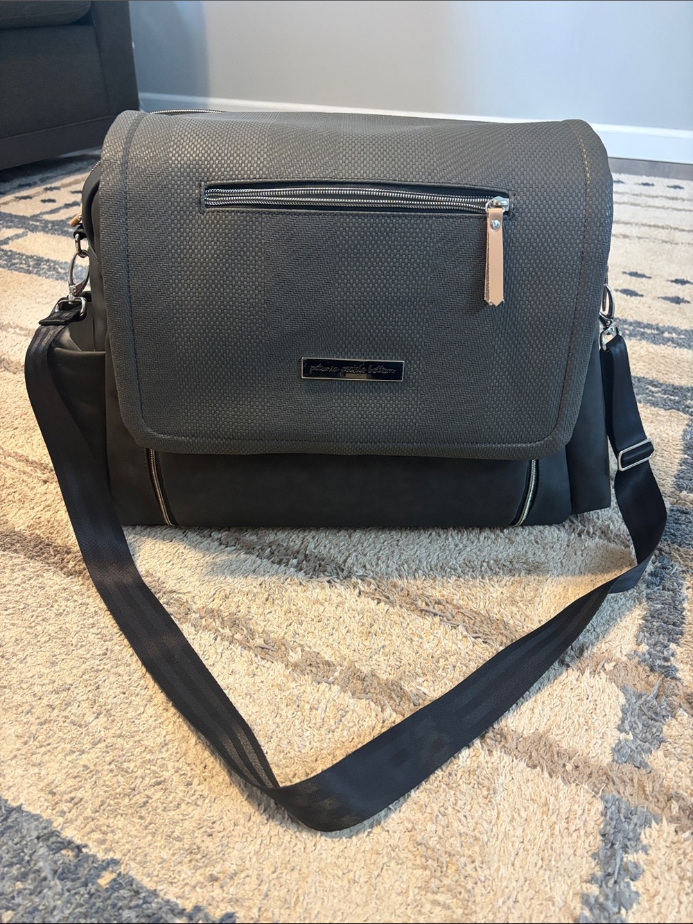 Petunia Pickle Bottom Gray Baby Diaper Messenger Bag